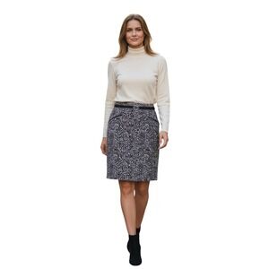 Anthropologie Elevenses- Black White Swirl Print Linen Blend Pencil Skirt Size 4